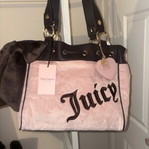 Juicy Couture Pink and Black Tote Bag with Logo